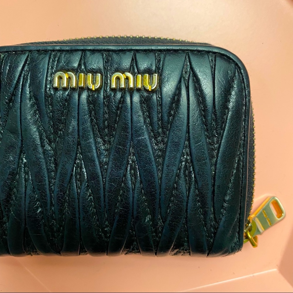 Miu Miu Small Black Leather Matelasse Wallet
